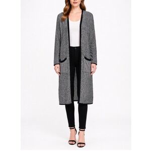 J. Jill Womens Long Duster Cardigan Size L Open Front Knit Layering Cozy Classic